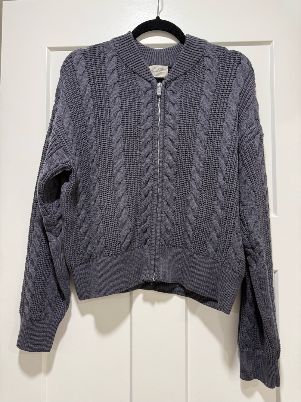 Universal Thread Cable Knit Zip Cardigan - Gray
